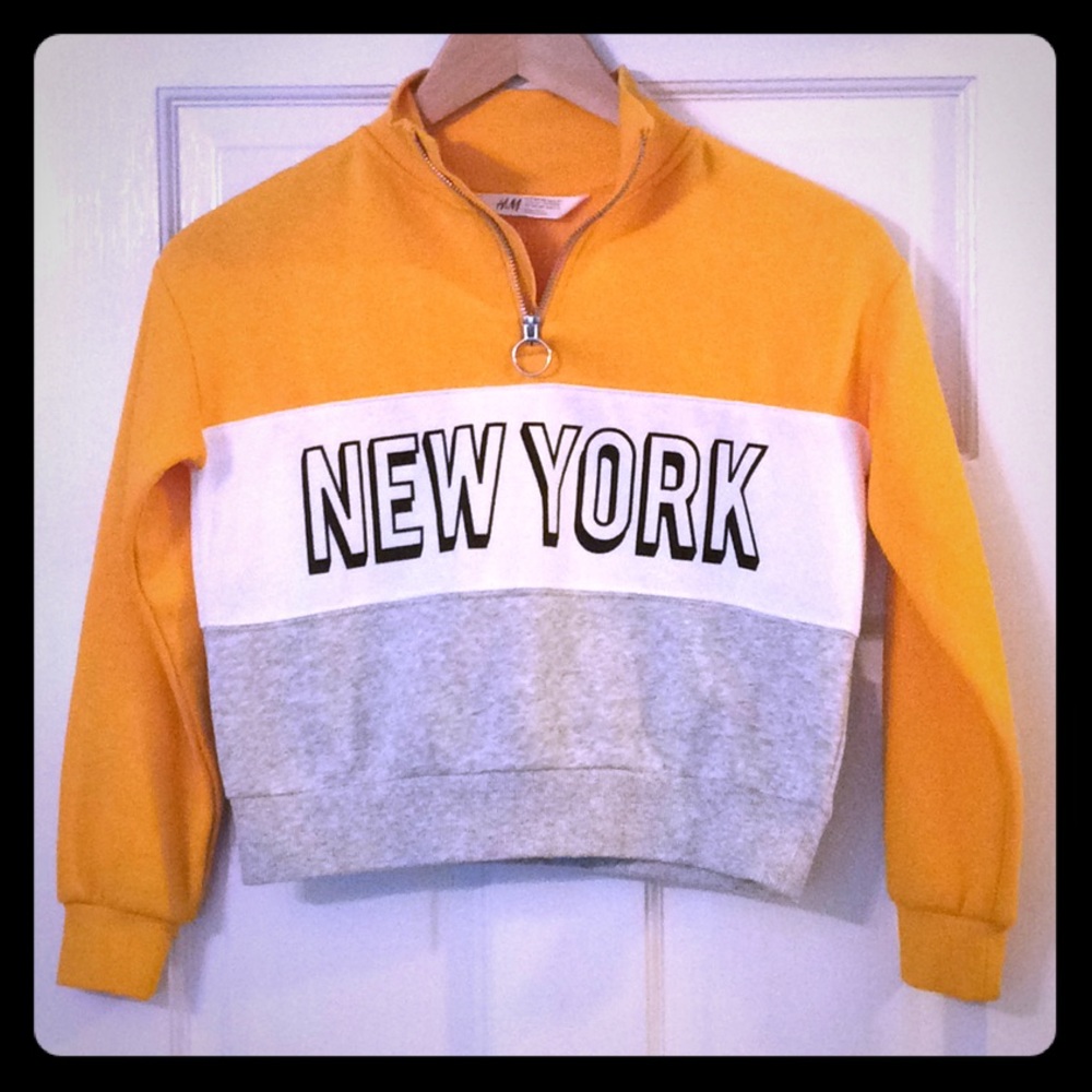 Girls cropped zip neck sweater